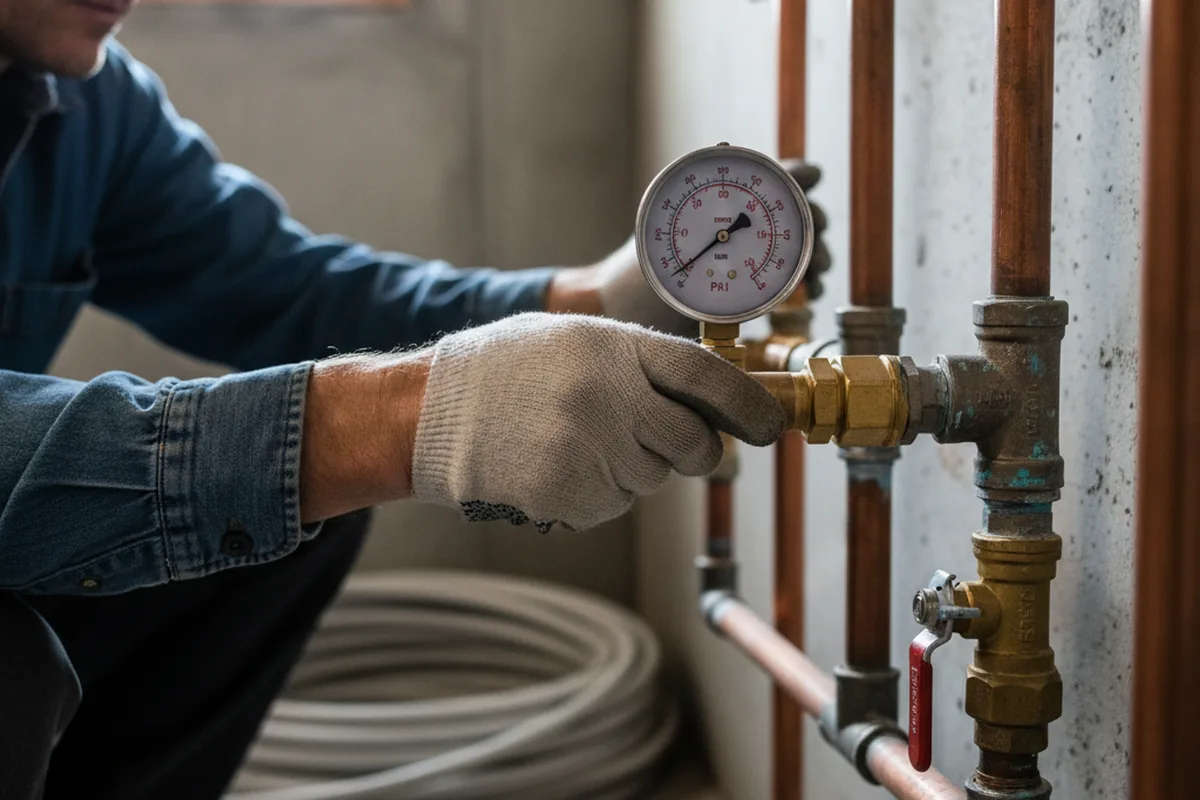 Pressure testing a repaired line during Water Line Repair in Stephenson